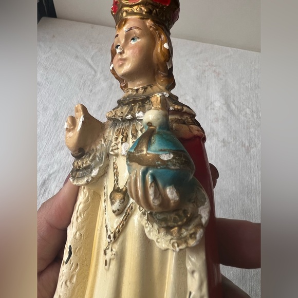 Vintage Religious Figurine with Red and Gold Accents - Picture 12 of 13